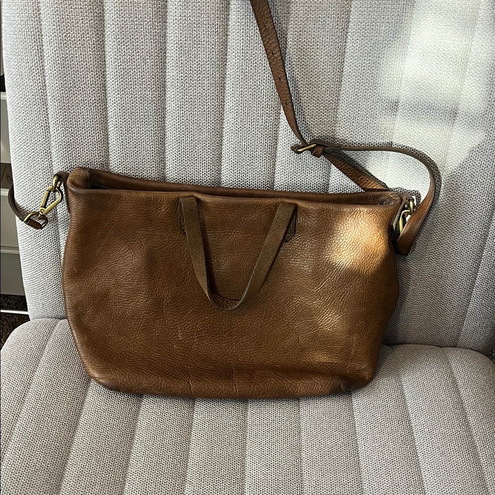 MADEWELL Elegant Brown Leather Shoulder Bag